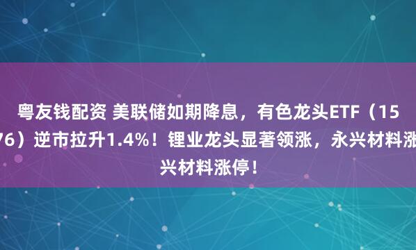 粤友钱配资 美联储如期降息，有色龙头ETF（159876）逆市拉升1.4%！锂业龙头显著领涨，永兴材料涨停！