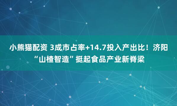 小熊猫配资 3成市占率+14.7投入产出比！济阳“山楂智造”挺起食品产业新脊梁