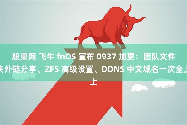 股巢网 飞牛 fnOS 宣布 0937 加更：团队文件夹外链分享、ZFS 高级设置、DDNS 中文域名一次全上